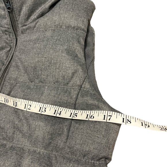 OLD NAVY Herringbone Heather Grey Puffy Vest Size XS Zip Fleece Lined - Picture 10 of 12